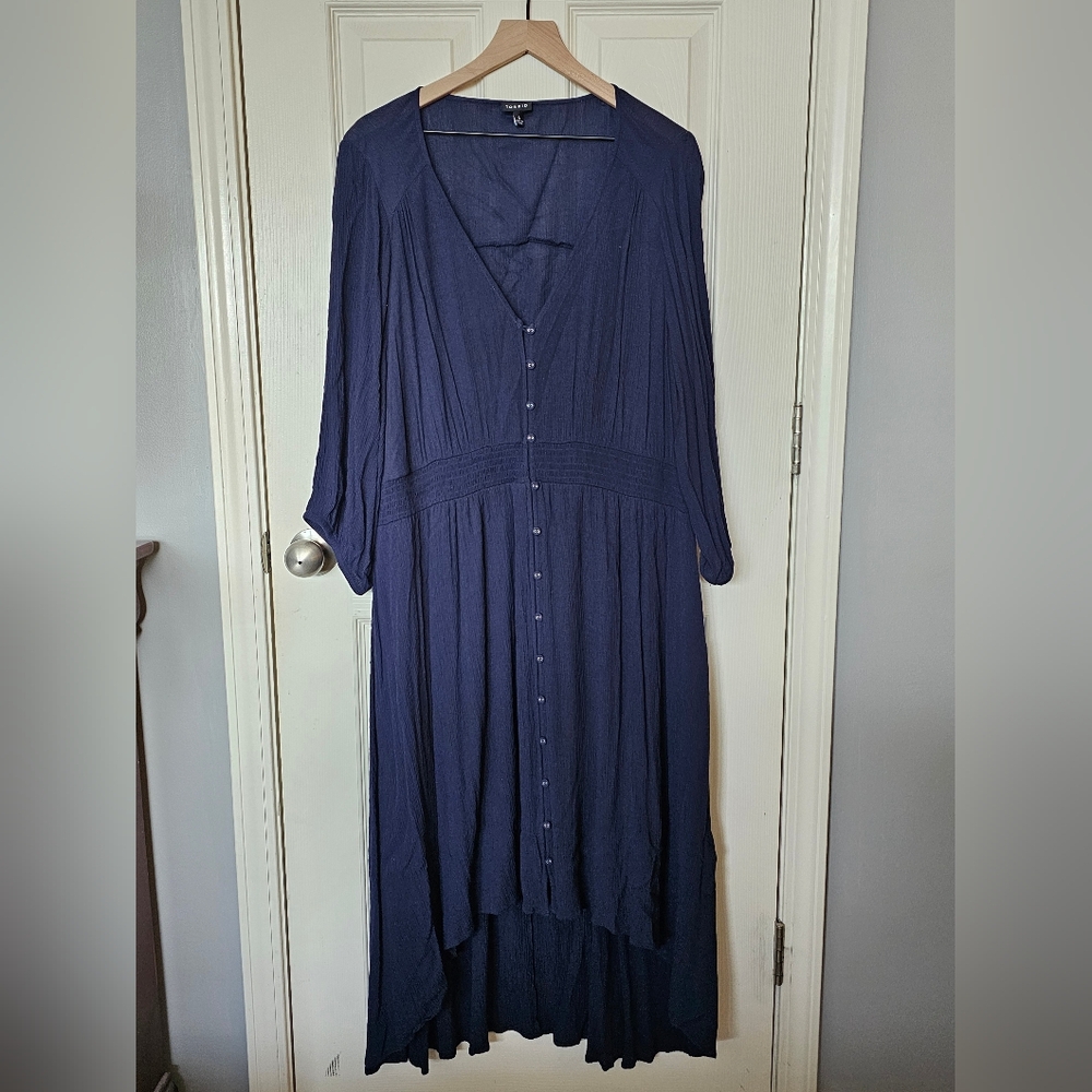 Torrid Blue Pleated Sundress with Dolman Sleeves